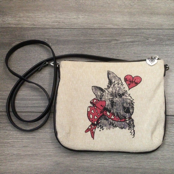 Brighton Scottie “Exercise, I'd Rather Accessorize" Canvas Crossbody Bag - Picture 1 of 7